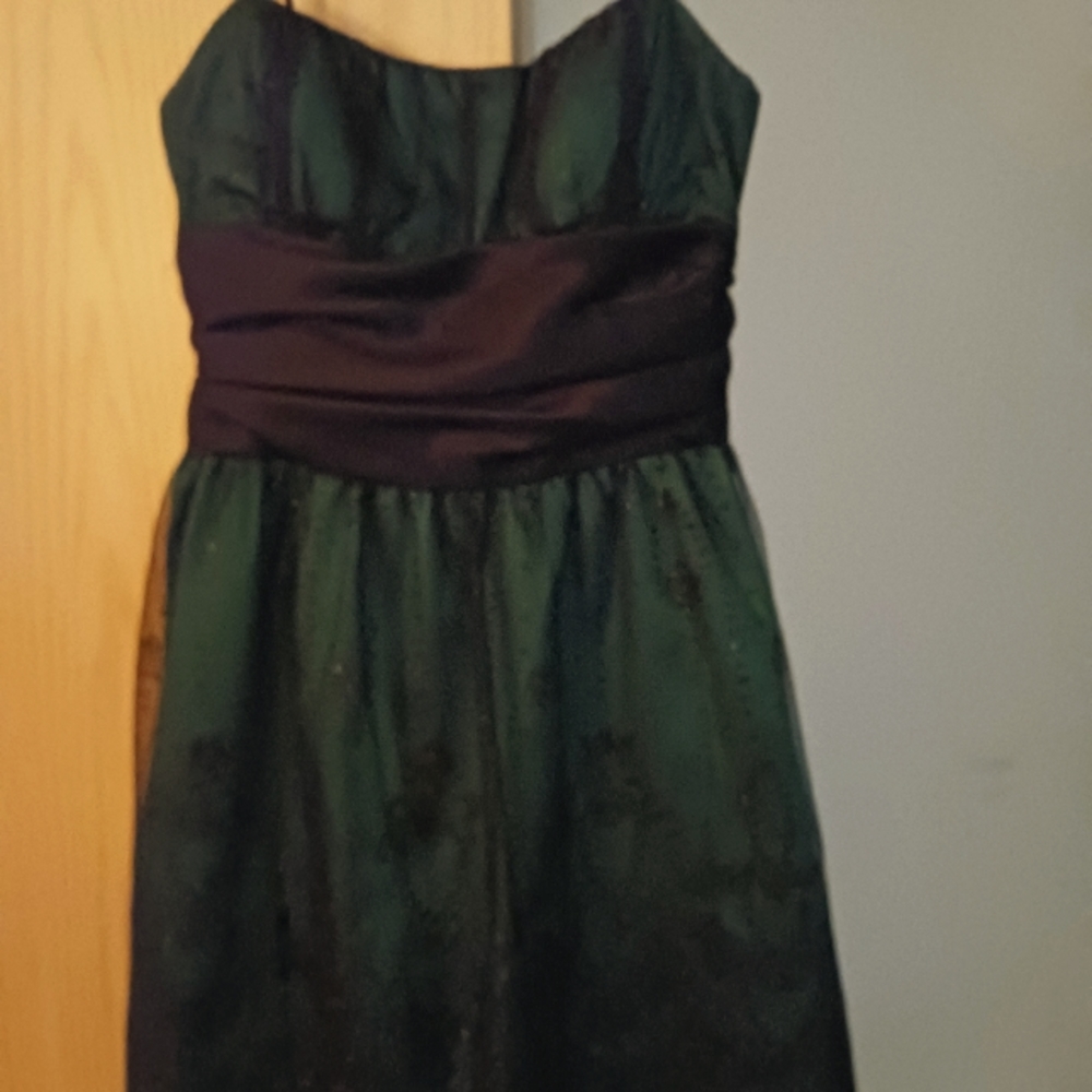 Dark green dress with black waist band
